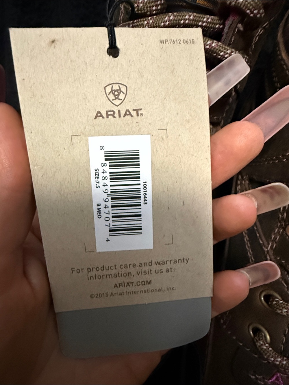 Ariat Brown Lace-Up Hiking Boots with Pink Lining - Picture 5 of 6